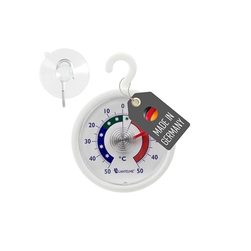 Lantelme Kühlschrankthermometer Temperatur -50°C bis 50°C | mit Saugnapf und Klebepad anbei | Kühlschrank Thermometer Analog Bimetall Rund Ø 5,2cm | Gefrierschrank Kühltheke Weinlager (1) von Lantelme