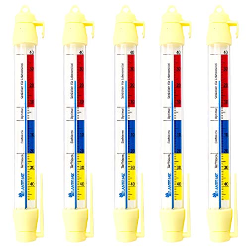 Lantelme Kühlschrankthermometer Set analog 21cm Gefrierschrankthermometer auch für Eisfach, Kühltheke, Kühlschrank, Gefrierschrank Kühltruhe Thermometer(5) von Lantelme