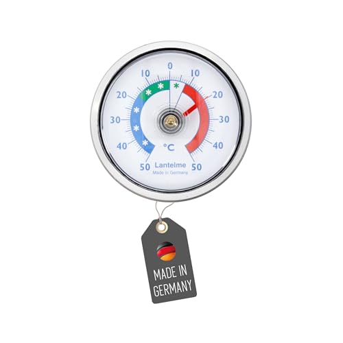 Lantelme Kühlschrankthermometer Selbstklebend Temperatur + - 50°C Analog | Thermometer Silber für Gefrierschrank Eisfach Kühltheke Kühlzelle Kühlfach Kühlschrank | Bimetall Analog (Silber) von Lantelme