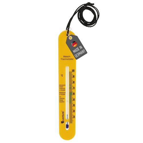 Lantelme Maischethermometer selbstsinkend mit Schnur zum Bierbrauen Schnaps Weinherstellung Temperatur Skala Analog bis 100°C | Thermometer zum Messen in Maischebottich der Maische | Würzethermometer von Lantelme