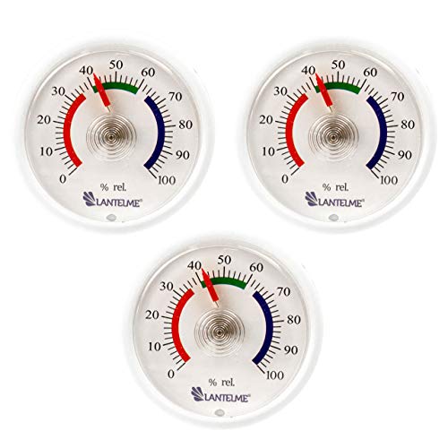 Lantelme Mini Hygrometer 3 Stück selbstklebend Set für Luftfeuchte Anzeige analog für Innen Zimmer und Terrarium 6307 von Lantelme