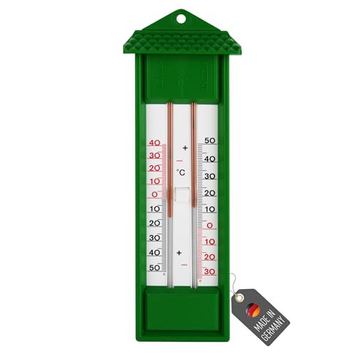 Lantelme Minima Maxima Thermometer in Grün Temperaturanzeiger der Höchstwerte und Tiefstwerte | Mini Maxi Analog Temperaturmesser für Haushalt Garten Gewächshaus | Gartenthermometer Außenthermometer Lantelme Minima Maxima Thermometer in Grün Temperaturanzeiger der Höchstwerte und Tiefstwerte | Mini Maxi Analog Temperaturmesser für Haushalt Garten Gewächshaus | Gartenthermometer Außenthermometer von Lantelme