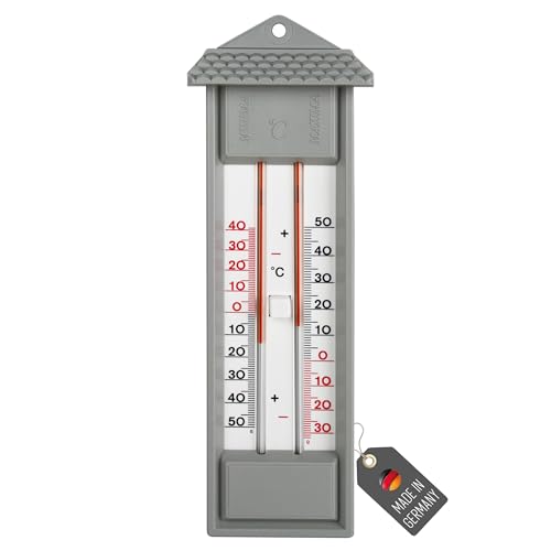 Lantelme Minimax Thermometer in Grau Temperaturanzeige der Höchstwerte und Tiefstwerte | Minimal Maximal Analog Temperaturmesser für Haushalt Garten Gewächshaus | Gartenthermometer Außenthermometer Lantelme Minimax Thermometer in Grau Temperaturanzeige der Höchstwerte und Tiefstwerte | Minimal Maximal Analog Temperaturmesser für Haushalt Garten Gewächshaus | Gartenthermometer Außenthermometer von Lantelme