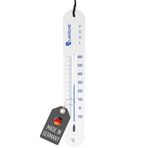 Lantelme Poolthermometer sinkend mit Schnur | Temperatur -15°C bis +60°C | Analog Thermometer in Weiß für Schwimmbad, Whirlpool, Pool, Teich | Präzise Wassertemperaturmessung und Überwachung von Lantelme