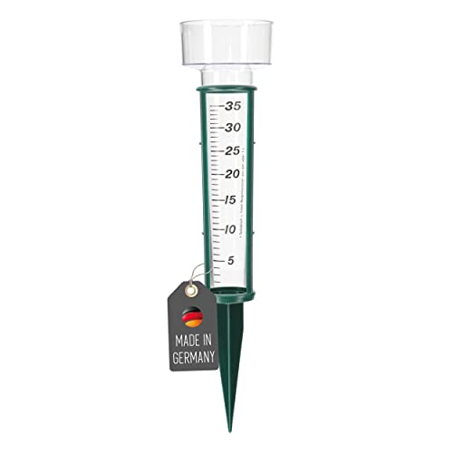 Lantelme Regenmesser mit Stielhalter/Erdspieß für Garten wetterbeständig Niederschlagsmesser 25cm Kunststoff transparent (mit Erdspieß) von Lantelme