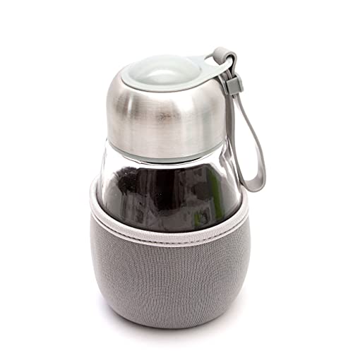 Lantelme Teebereiter Teeflasche aus Glas für Unterwegs mit Stauraum für neuen Tee 8407 grau von Lantelme