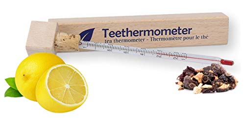 Teethermometer in Holzbox Deutsche Herstellung Glas Analog für Teewasser Geschenk für Frauen und Männer Teebereiter Tee Thermometer Glasthermometer von Lantelme