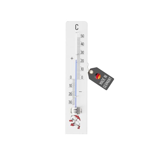Lantelme Holzthermometer aus Buche weiß lackiert | Temperatur -30°C bis 50°C Analog 20cm lang | Holz Thermometer für Innen Zimmer Außen Garten | Innenthermometer Außenthermometer (Weiß 20cm) von Lantelme