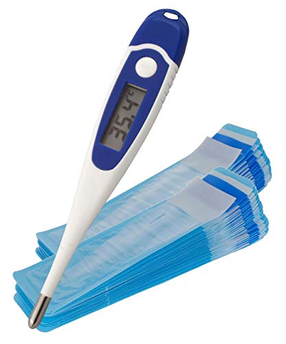 Lantelme Haustier Fieberthermometer Digital 100 Stück Hygiene Schutzhüllen mit Gleitmittel Set Tier Thermometer 4638 von Lantelme