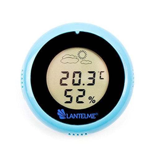 Zimmerthermometer digital Innenthermometer Wetterstation mit Thermometer Hygrometer Wettertrend Luftfeuchte Temperatur Anzeige (Blau) von Lantelme