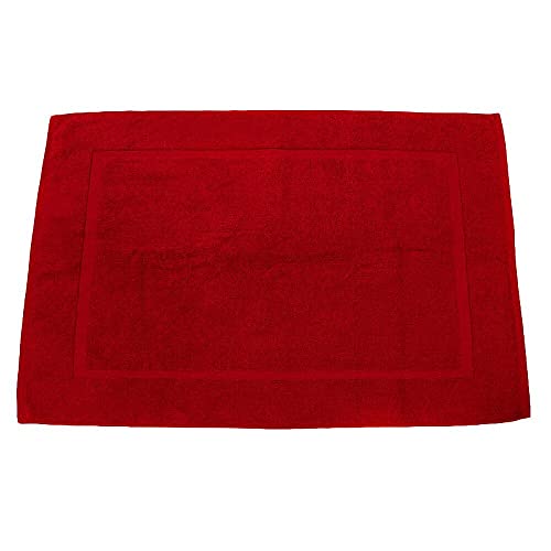 Lanudo® Luxus Badematte 900g/m² Pure Line 60x90 mit Bordüre. 100% feinste Frottier Baumwolle in höchster Qualität, Bad-Teppich, Bad-Vorleger, Frottee Rot von Lanudo