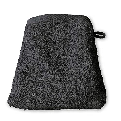Lanudo® Luxus Waschhandschuh/Waschlappen 600g/m² Pure Line 21x15 cm. 100% feinste Premium Frottier Baumwolle in höchster Qualität. Seiftuch, Waschtuch,Waschhandschuhe. Farbe: Dunkelgrau/Anthrazit von Lanudo