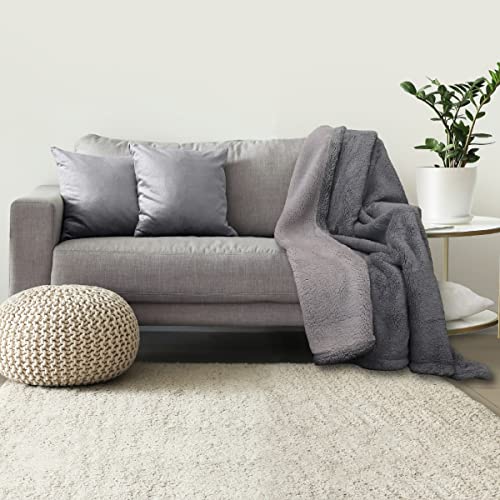 Lanudo® Premium Sherpa Kuscheldecke Wohndecke XL Sofadecke 150 x 200 cm Silber/Grau von Lanudo