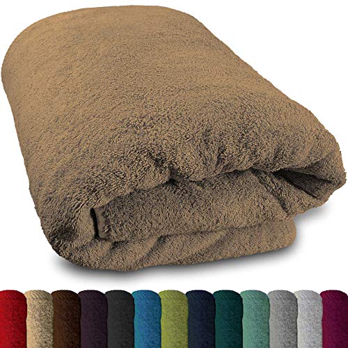 Lanudo® Pure Luxus Line XXL Saunahandtuch mit Bordüre 80x200-100% Baumwolle Frottee Handtücher Beige - Badetuch Badehandtuch Strandtuch groß - Saunatuch Damen Herren Badetücher Sauna Handtuch von Lanudo