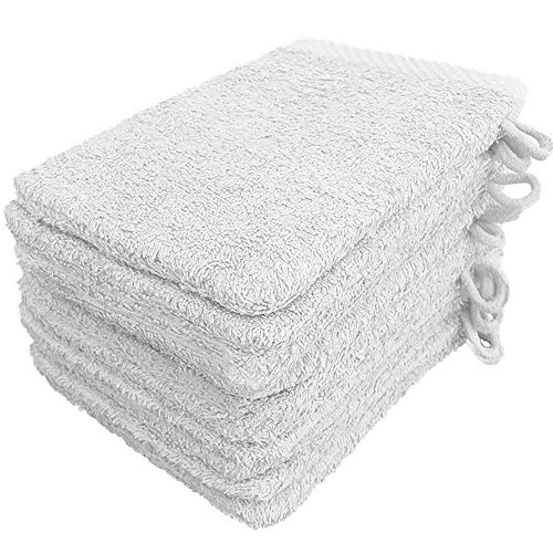Lanudo Pure Line Waschlappen Waschhandschuh, 10er Set, Reine Frottier Baumwolle, 21 x 15 cm, Farbe Weiß Lanudo Pure Line Waschlappen Waschhandschuh, 10er Set, Reine Frottier Baumwolle, 21 x 15 cm, Farbe Weiß von Lanudo