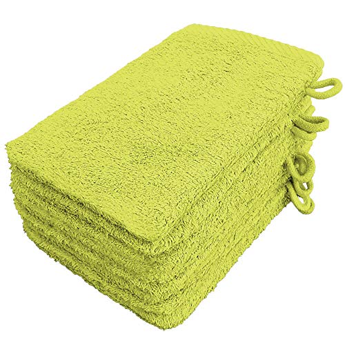 Lanudo Pure Line Waschlappen Waschhandschuh, 8er Set, Reine Frottier Baumwolle, 21 x 15 cm, Farbe Lime von Lanudo
