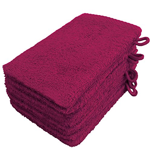 Lanudo Pure Line Waschlappen Waschhandschuh, 8er Set, Reine Frottier Baumwolle, 21 x 15 cm, Farbe Pink von Lanudo