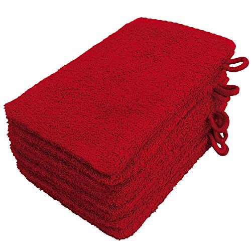 Lanudo Pure Line Waschlappen Waschhandschuh, 8er Set, Reine Frottier Baumwolle, 21 x 15 cm, Farbe Rot von Lanudo