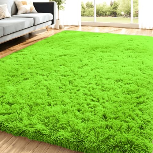 Lanyesky Hochflor Teppich Wohnzimmer Super weich Shaggy Teppich Flauschiger,Soft Area Rug Schlafzimmer Teppiche Super weich Fluffy Kindermatte Carpet (grün., 80x120cm) von Lanyesky