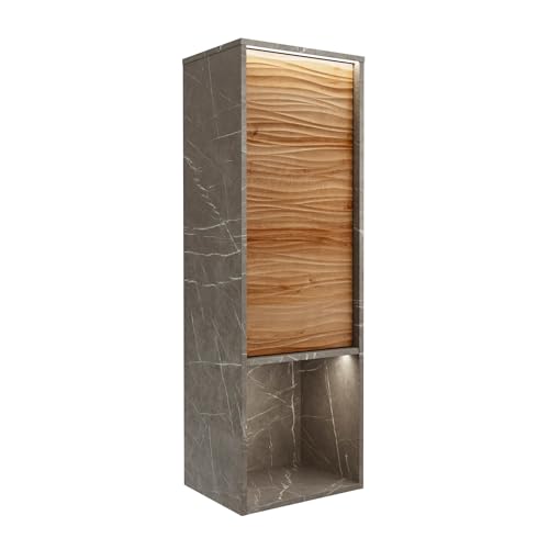 Lanzet Dune Midischrank in dunkelgrauer Marmoroptik – Moderner Hängeschrank mit LED 3D Dünenfront, 40 x 122 x 33 cm, Push-to-Open, Zwei Glaseinlegeböden, offenes Ablagefach – Made in Germany Lanzet Dune Midischrank in dunkelgrauer Marmoroptik – Moderner Hängeschrank mit LED 3D Dünenfront, 40 x 122 x 33 cm, Push-to-Open, Zwei Glaseinlegeböden, offenes Ablagefach – Made in Germany von Lanzet