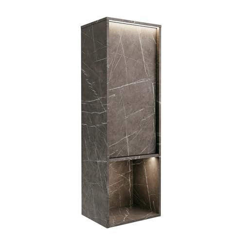 Lanzet Dune Midischrank in dunkelgrauer Marmoroptik – Moderner Hängeschrank mit LED-Beleuchtung, 40 x 122 x 33 cm, Push-to-Open, Zwei Glaseinlegeböden, offenes Ablagefach – Made in Germany Lanzet Dune Midischrank in dunkelgrauer Marmoroptik – Moderner Hängeschrank mit LED-Beleuchtung, 40 x 122 x 33 cm, Push-to-Open, Zwei Glaseinlegeböden, offenes Ablagefach – Made in Germany von Lanzet
