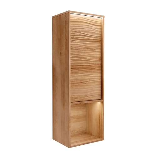 Lanzet Dune Midischrank in hellbrauner Holzoptik – Moderner Hängeschrank mit LED 3D Dünenfront, 40 x 122 x 33 cm, Push-to-Open, Zwei Glaseinlegeböden, offenes Ablagefach – Made in Germany Lanzet Dune Midischrank in hellbrauner Holzoptik – Moderner Hängeschrank mit LED 3D Dünenfront, 40 x 122 x 33 cm, Push-to-Open, Zwei Glaseinlegeböden, offenes Ablagefach – Made in Germany von Lanzet