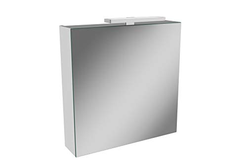 Lanzet LED Spiegelschrank L2 / Badschrank mit LED Leuchte/Maße (B x H x T): ca. 60 x 68 x 14,5 cm/Möbel fürs Bad oder WC/Schrank mit Spiegel / 1 Tür/Türanschlag rechts/Korpus: Weiß Glanz von Lanzet