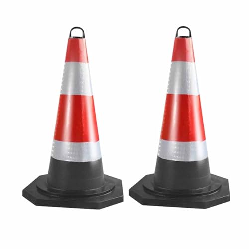 2er-Pack Sicherheitsleitkegel aus Kunststoff, reflektierende Einfahrtsbarrieren mit schwarzem Fuß, Straßenbauleitkegel für Fahrtrainings zum Umgang mit Gefahren auf der Straße(70x34cm) von Laohucai