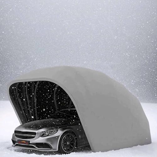 Edelstahl-Carport, Faltbare, einziehbare Automarkise, halbautomatischer, robuster Schutz, große, schneesichere und wasserdichte Autoüberdachung, abschließbar, für Parkplatz(Gray,6.4x2.8x2.65m) von Laohucai