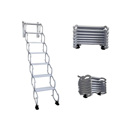 Einziehbare, Faltbare Dachbodenleiter, Teleskop-Dachbodenleiter mit Pull-Down-System, Dachboden für drinnen und draußen, an der Wand montierte Dachbodentreppe, Zugangsleiter(8 Steps 230CM) von Laohucai