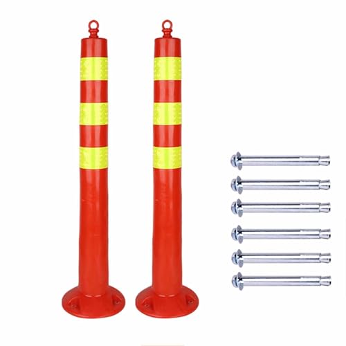 Kunststoff-Sicherheitskegel, reflektierende Einfahrts- und Absperrkegel, reflektierende Warnsäule mit Befestigungsschrauben, Sicherheitspoller für Baustellen zur Verkehrswarnung(2pack) von Laohucai