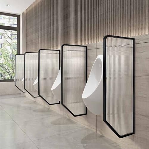 Laohucai Urinal-Trennwand, 120 x 40 cm, gehärtetes Glas mit Edelstahlrahmen, Urinal-Trennwand, wandmontierter Sichtschutz für Hotels und Einkaufszentren(Black,4pack) von Laohucai