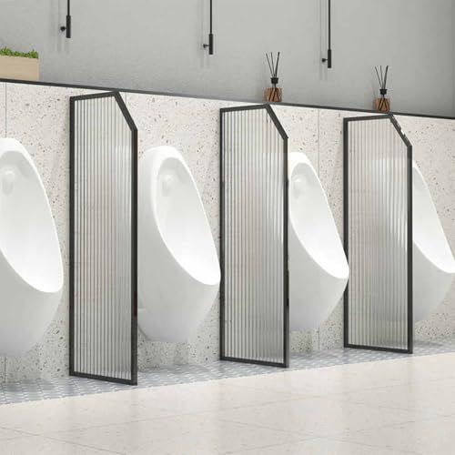 Laohucai Urinaltrennwand, wandmontierte Urinal-Sichtschutzwand für Herren, Edelstahl-Toilettentrennwand mit transluzenten Hartglasplatten, für öffentliche Toiletten(Black,2PCS_90X40CM) von Laohucai