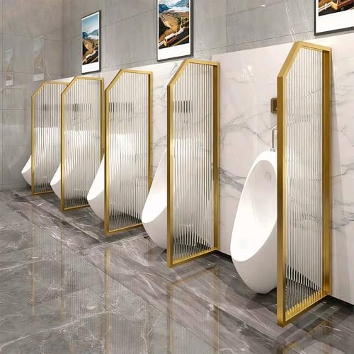 Laohucai Urinaltrennwand, wandmontierte Urinal-Sichtschutzwand für Herren, Edelstahl-Toilettentrennwand mit transluzenten Hartglasplatten, für öffentliche Toiletten(Gold,1PCS_90X40CM) von Laohucai