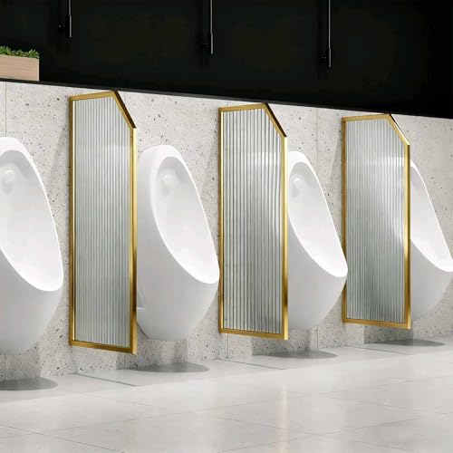 Laohucai Wandmontierter Urinal-Sichtschutz für Herren, Urinal-Trennwand, Toilettentrennwand mit transluzenten Hartglasplatten, für Badezimmer, Hotels und öffentliche Toiletten, Gold(4pack,90x40cm) von Laohucai