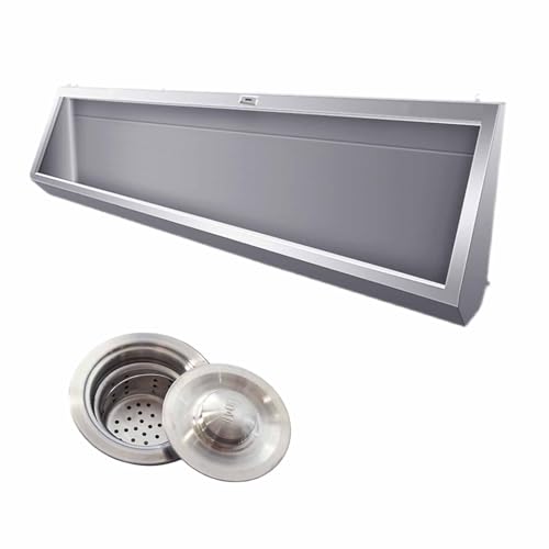 Urinal aus Edelstahl 304, großes, verlängertes Urinal für den gewerblichen Gebrauch mit Abfluss und intelligentem Sensor, für den privaten Gebrauch, wandmontierte Herrentoilette(150CM/59IN) von Laohucai