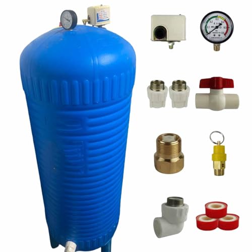 Vollautomatischer Brunnendrucktank, 16–132 Gallonen vertikaler Brunnendrucktank mit Montagesatz, PE-Druckwasserspeicher für Küche, Dusche, Garten und Bauernhof(140x50cm(300L/80GAL)) von Laohucai