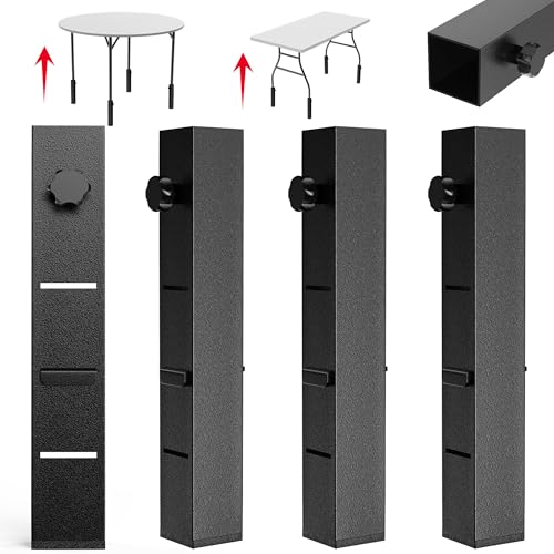 Klapptischbeinverlängerungen, sehr robuste Stahl-Klapptischbeinerhöhungen, klappbare Schreibtischbeinverlängerungen für gerade, gebogene Beine, 3 Ebenen, höhenverstellbar, 5,8 cm, 10,9 cm, 16 cm, 4 von Laowu