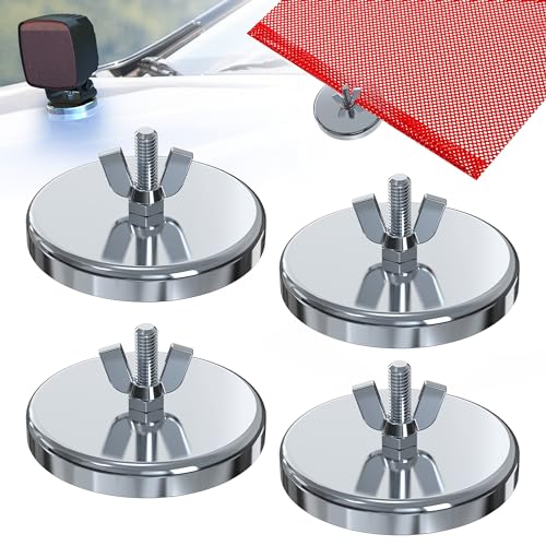 Magnetischer Flaggenhalter für LKW, robustes Magnet-Set für Drahtschlaufen-Flaggen, 7,9 cm Durchmesser, große starke Magnethalterung zum Aufhängen, Warnflaggenschild, übergroße Lastmagnet-Flagge, 4 von Laowu