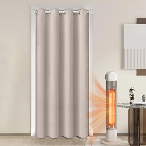 Lapalife Türvorhang Blickdicht mit Ösen H203xB132cm Thermovorhang Raumverdunkelung Vorhang Drapierung für Türen und Fenster für Fenster und Tür, thermoisolierend, Haus und Dekoration,Beige von Lapalife