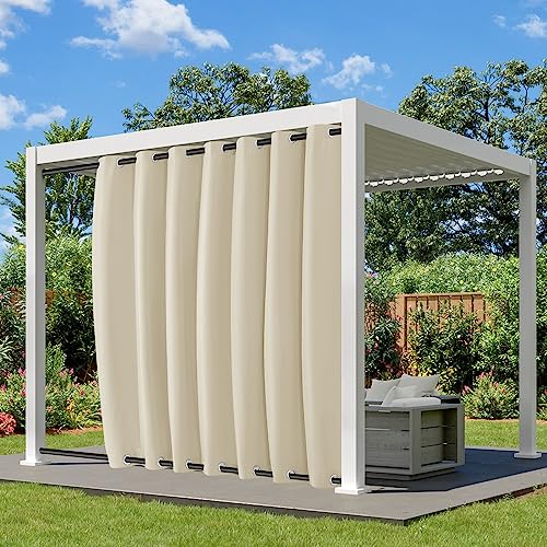 Lapalife Outdoor Vorhang Wasserdichter extra breit Oben und unten mit Ösen,B254XH213cm Wetterfest Outdoor-Verdunklungsvorhänge 1 Stück für Garten Terrasse Pavillon Veranda Balkon von Lapalife