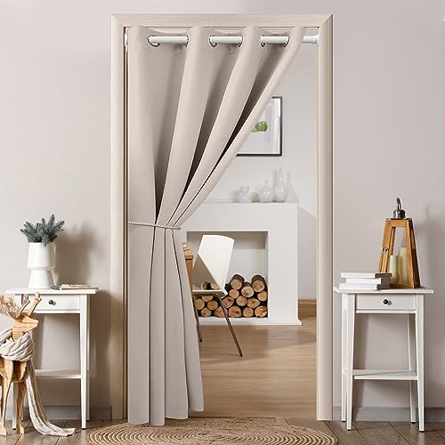 Lapalife Türvorhang Blickdicht Thermo Gardinen Vorhang mit Ösen für Fenster und Tür H203xB86cm Thermo Isolierend Türvorhänge für Schlafzimmer Tür Schrank Vorhang,Beige,86x203cm von Lapalife