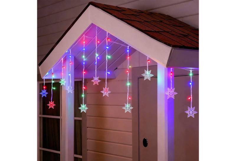 Lapamax LED-Lichterkette LED Lichtvorhang Weihnachten Lichterkette,Schneeflocke, 8 Modi, Timer,1.8m,6W von Lapamax