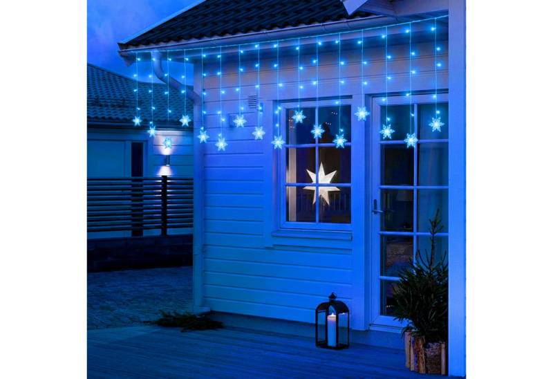 Lapamax LED-Lichterkette LED Lichtvorhang Weihnachten Lichterkette,Schneeflocke, 8 Modi, Timer,1.8m,6W von Lapamax