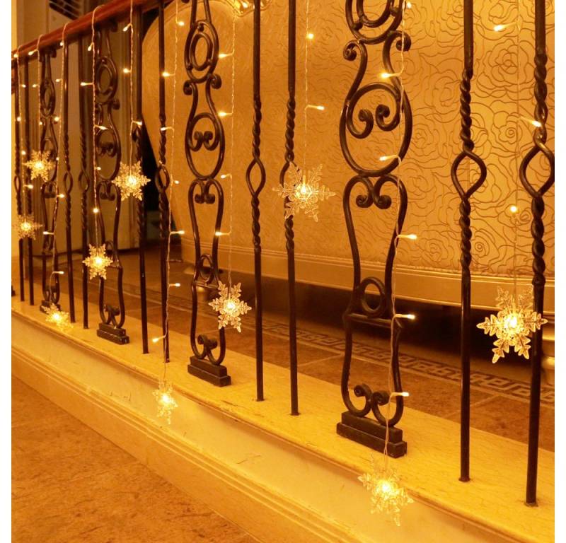 Lapamax LED-Lichterkette LED Lichtvorhang Weihnachten Lichterkette,Schneeflocke, 8 Modi, Timer,1.8m,6W von Lapamax