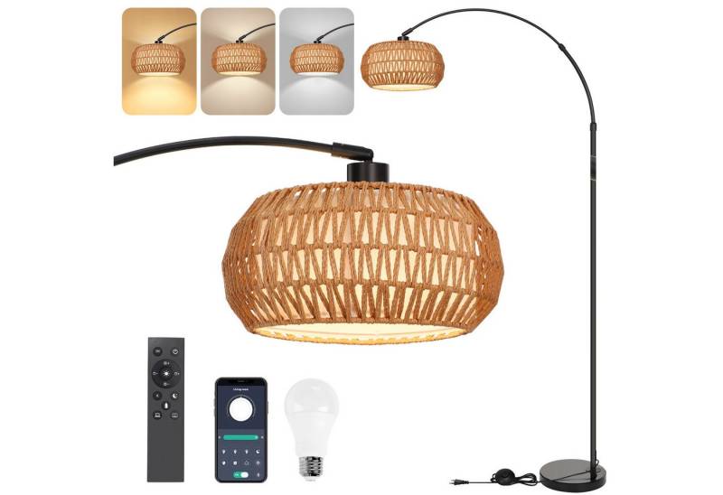 Lapamax LED Stehlampe Dimmbar Stehlampe Wohnzimmer Boho Standleuchte mit Rattan Lampenschirm, Rattan Stehlampe mit Fernbedienung & Glühbirne, App-Steuerung Lapamax LED Stehlampe Dimmbar Stehlampe Wohnzimmer Boho Standleuchte mit Rattan Lampenschirm, Rattan Stehlampe mit Fernbedienung & Glühbirne, App-Steuerung von Lapamax