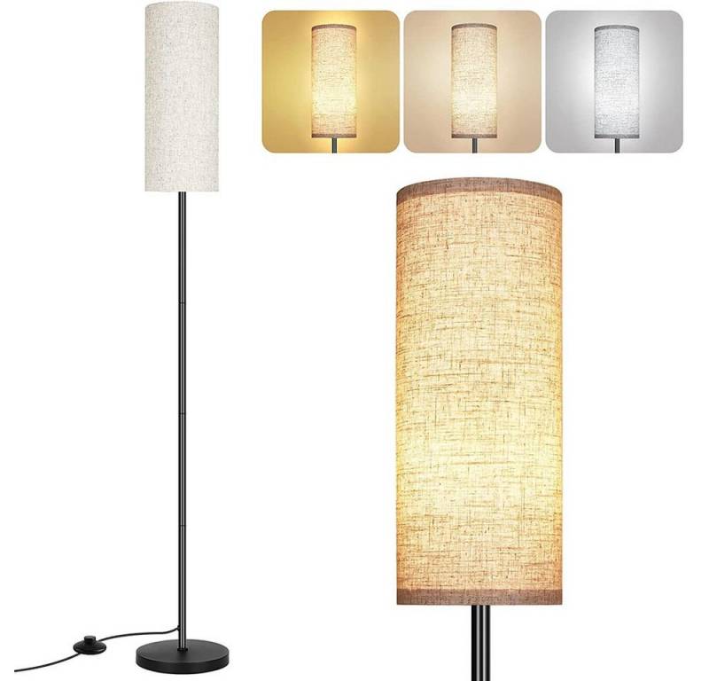 Lapamax LED Stehlampe LED Stehlampe E26 Leselampe Standleuchte mit Leinen Lampenschirm 173CM, Stehleuchte mit 3 Farbtemperaturen Ecklampe für Wohnzimmer Fußschalter von Lapamax