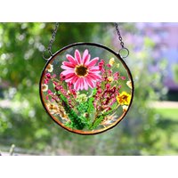 Aster Birth Gepresste Blume Geschenk, Wohnkultur Lila Rote Blumen, Glasmalerei Aster Birth Gepresste Blume Geschenk, Wohnkultur Lila Rote Blumen, Glasmalerei von LapisGlassArt