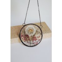 Geburtsmonat Blumen Löwenzahn Samen Glasmalerei Fensterschmuck, Gepresste Blume Rahmen Fenster Wohnkultur, Terrarium Sun Catcher von LapisGlassArt