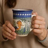 Handbemalte Keramiktasse Mit Wiedehopf, Bunzlauer Keramik Handbemalte Keramiktasse Mit Wiedehopf, Bunzlauer Keramik von LapisGlassArt